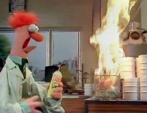 Beaker burns the toast