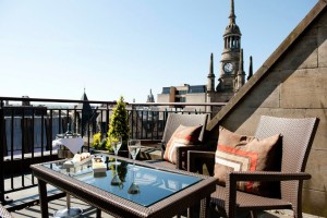 The terrace at Windows has views over Glasgow's skyline