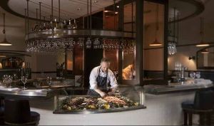 Craig setting out the brasserie's crustacea bar
