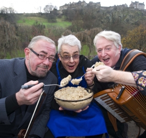 Aly Bain, Prof Duthie and Phil Cunningham helped launch Stovies Reloaded in Edinburgh this week.