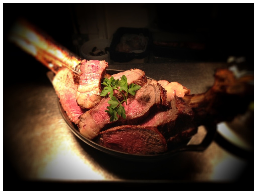 The mighty tomahawk steak is a favourite at The Butchershop and Grill