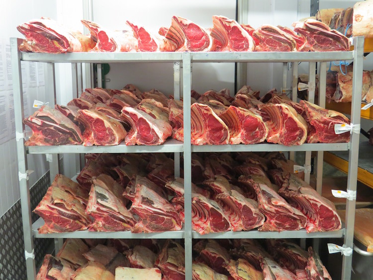 Beef maturing at Campbells Prime Meat.