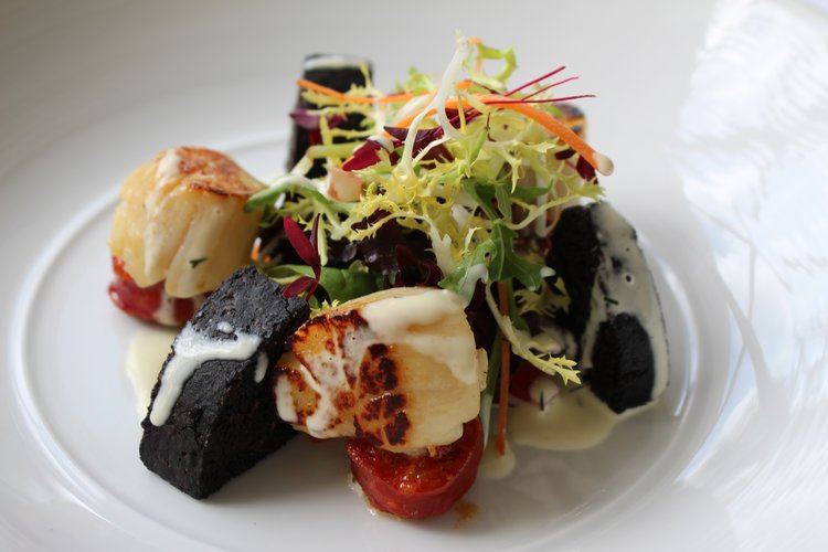 West Coast scallops, chorizo and Stornoway Black Pudding is one of the new dishes on the summer menu at Cafe for an Art Lover.