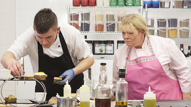 Jak O'Donnell and Graham Campbell in the Great British Menu kitchen.