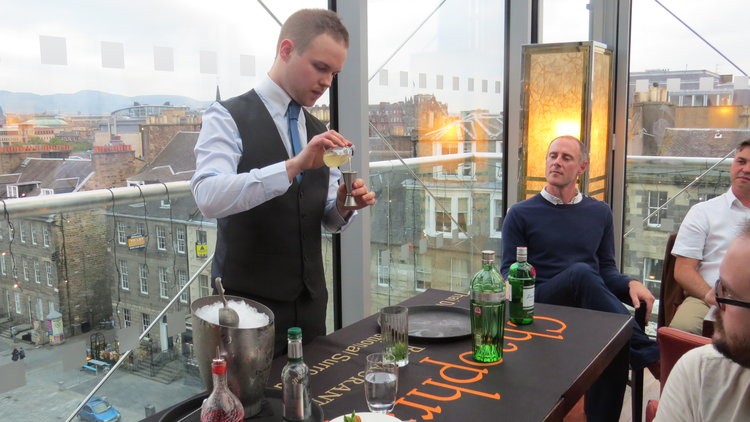 Thomas of Chaophraya gets busy with his Crouching Gin Hidden Pineapple cocktail.