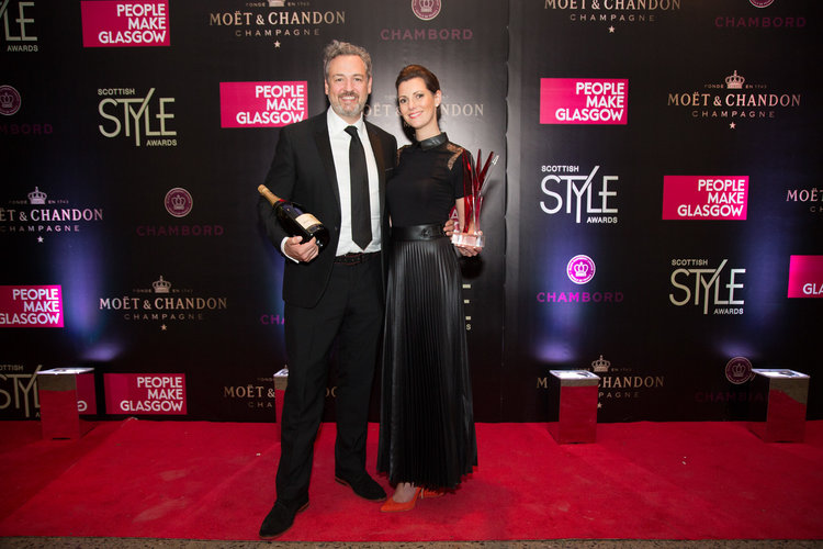 James and Louise Rusk celebrate Hutchesons being named as Most Stylish Restaurant.