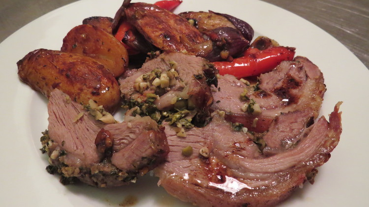Scotch Lamb with basil and pinenuts: winter warmer that tastes of summer.