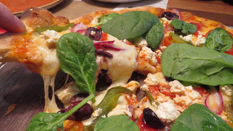 The mighty Santorini pizza. Available as a gluten-free option at Tutto Matto.