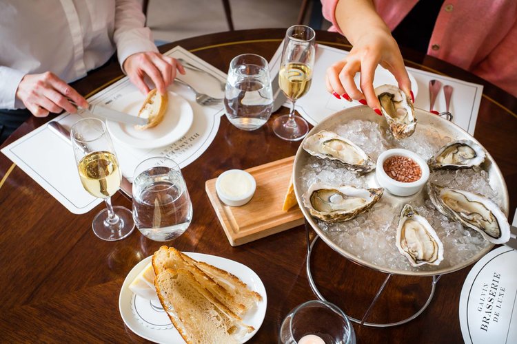 Oysters and Champagne at Galvin Brasserie de Luxe. Pic: Paul Johnston Copper Mango.