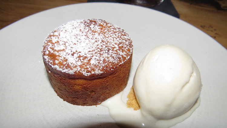 Salted caramel fondant with Tonka bean ice cream from The Gannet.