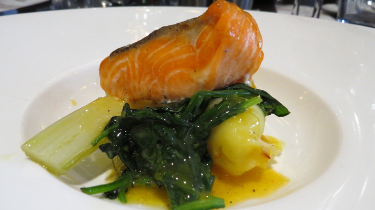 Pan-fried fillet of sea trout with saffron mash, fennel, dill and Sea Buckthorn butter sauce.