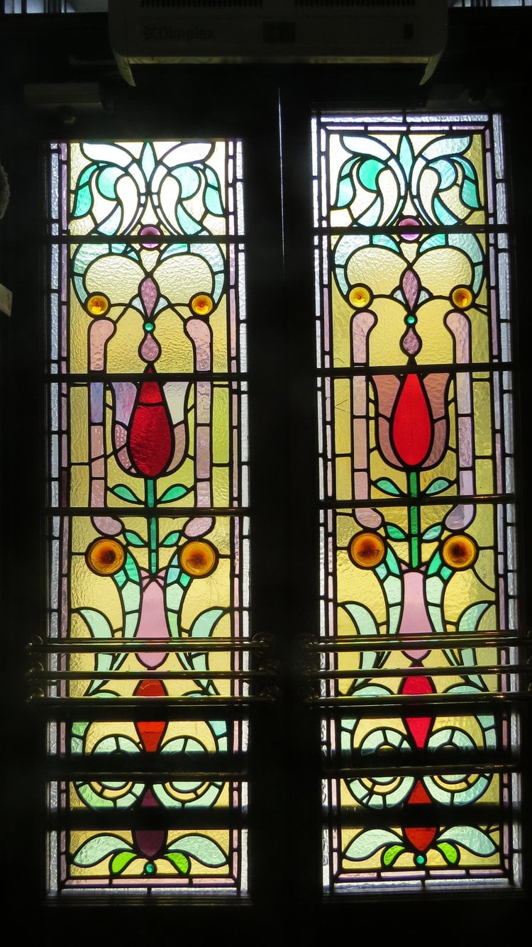 Stained glass at Two Fat Ladies at The Buttery.